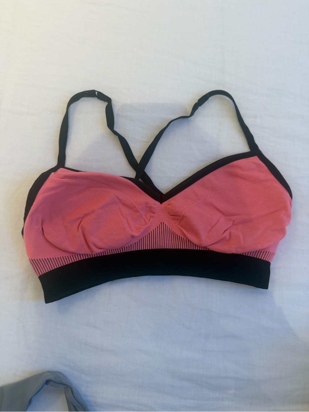 Lululemon Women’s Pink and Black Bralette - Comfort Support